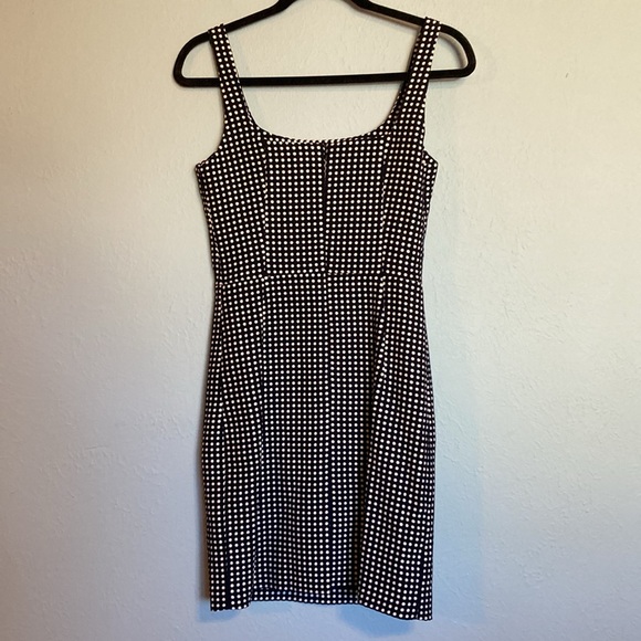 McGinn Womens Size 6 Cora Polka Dot Navy White Mini Tank Dress Structured Square - Picture 6 of 15